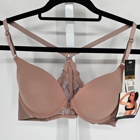 Prima Valentina Womens Sz 36C Front Clasp Padded Push Up Bra Taupe NEW - Picture 1 of 5